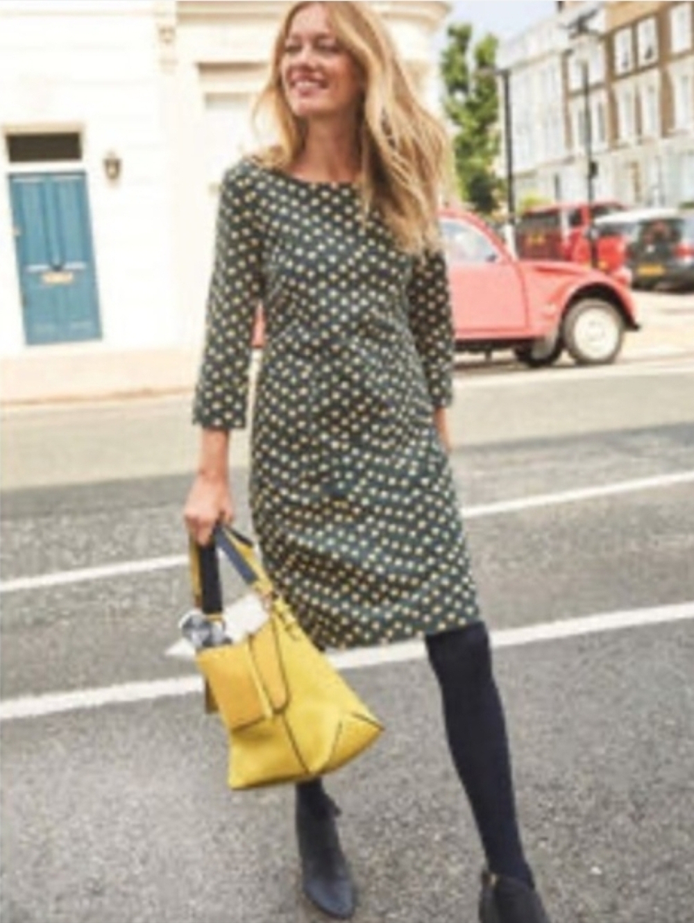 Boden Amber Pine Bud Shict Dress with Front Pockets